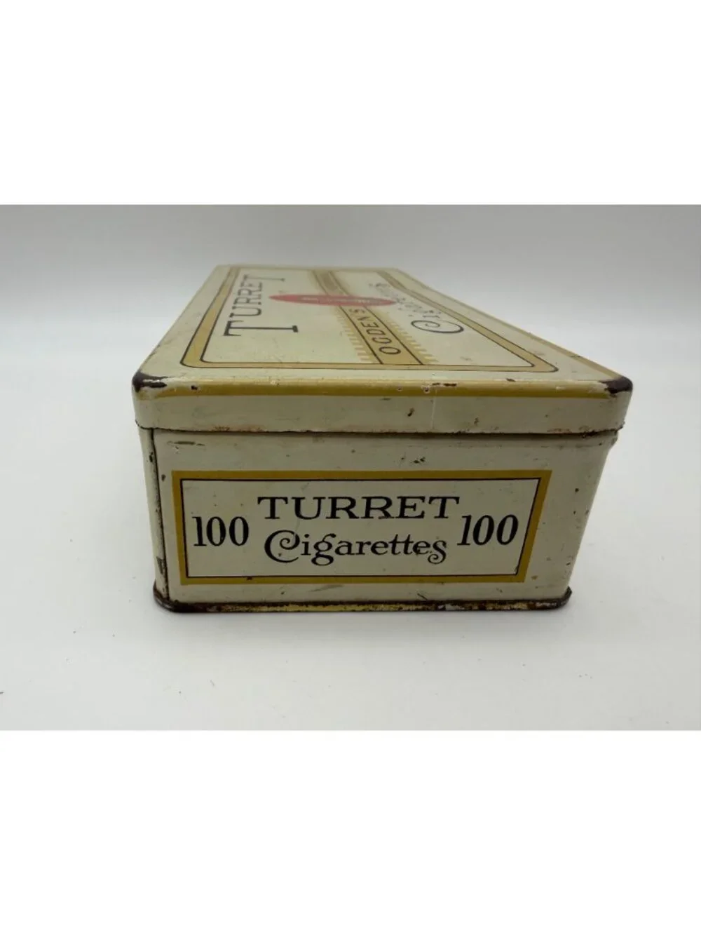 Antique Pair Turret Cigarettes Tins Ogden's Liverpool 50 100 Canadian Tobacciana